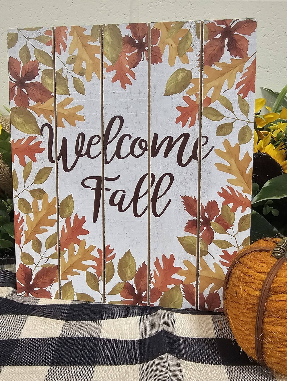 Darice Welcome Fall Box Sign 6.6" X 7.75" Thanksgiving Harvest Autumn Decor